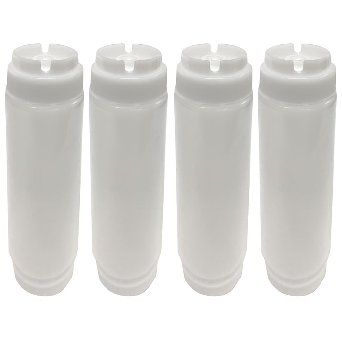 4 Pc 16 Oz FIFO Clear Squeeze Bottle Valve Dispenser Top Condiments Dressing Oil