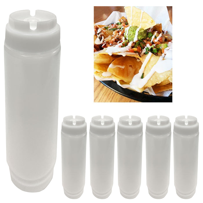 6 Pc Clear Squeeze Bottle 16 Oz FIFO Dispenser Valve Top Condiments Dressing Oil
