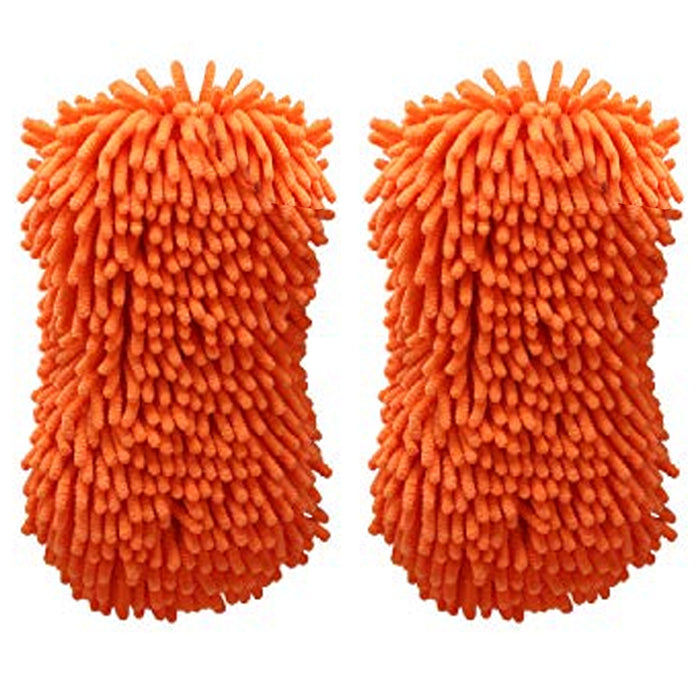 2 Pc Microfiber Chenille Car Wash Sponge Auto Care Brush Pad Cleaning Tools