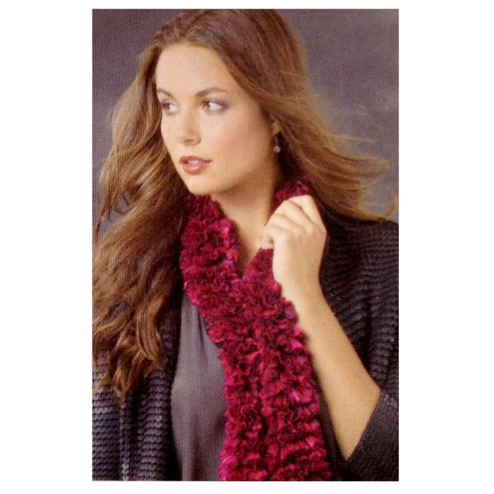 2 X Ribbons Yarn Ruffle Crochet Metallic Sashay Knitted Scarf Knit Pink Red Rose