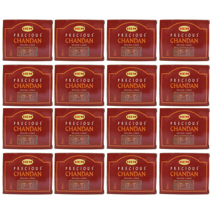160 Hem Precious Chandan Incense Cones Natural Sandalwood Smoke Backflow Burner