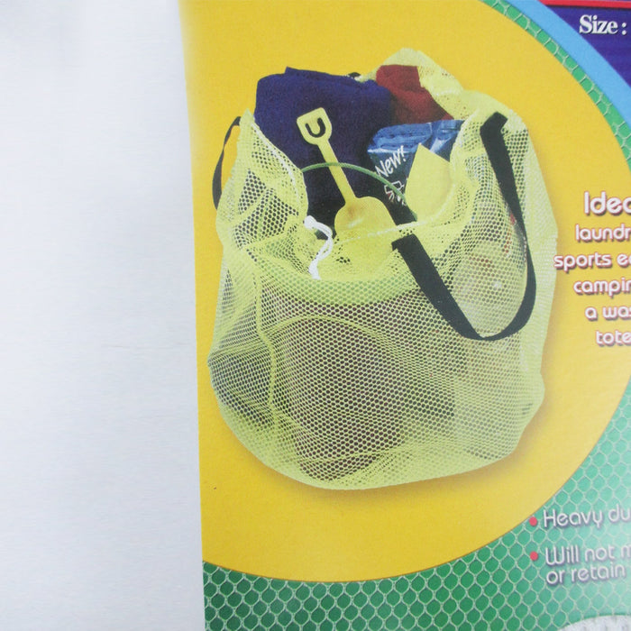 Mesh Tote Net Shopping Beach Gym Sports Bag Drawstring Purse Grocery Laundry !