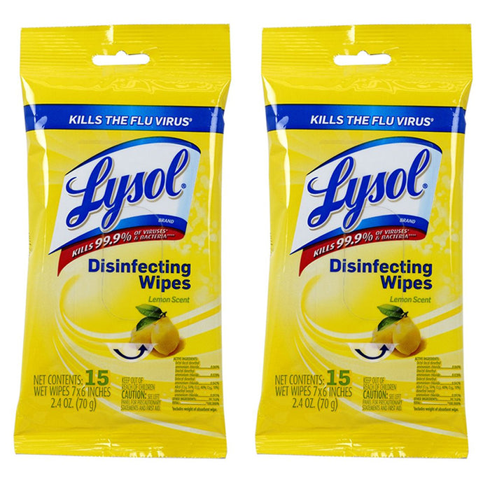 30 Ct Lysol Disinfecting Wet Wipes To Go Lemon Scent Travel Cleaning Towelettes