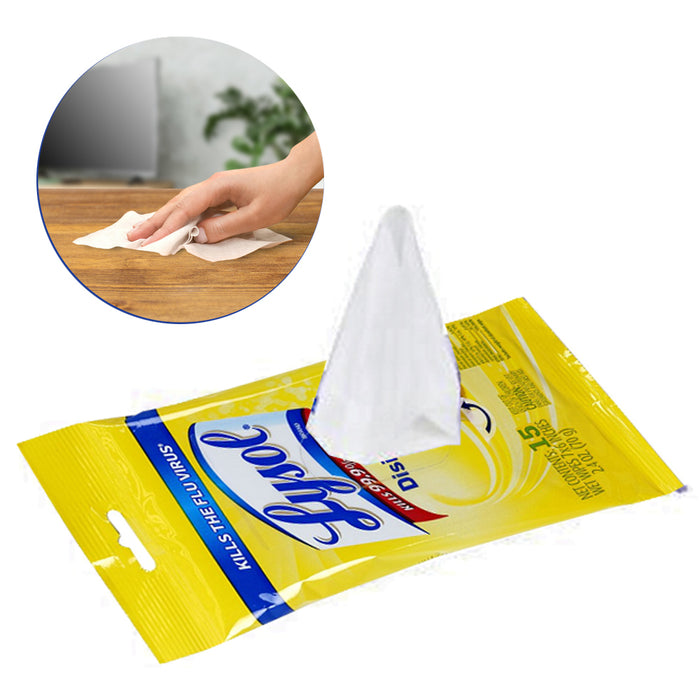 30 Ct Lysol Disinfecting Wet Wipes To Go Lemon Scent Travel Cleaning Towelettes