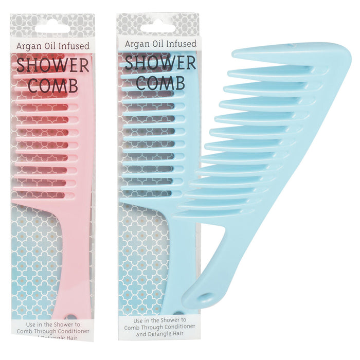 2 X Argan Oil Infused Shower Comb Hair Wide Tooth Dry Wet Gently Detangling