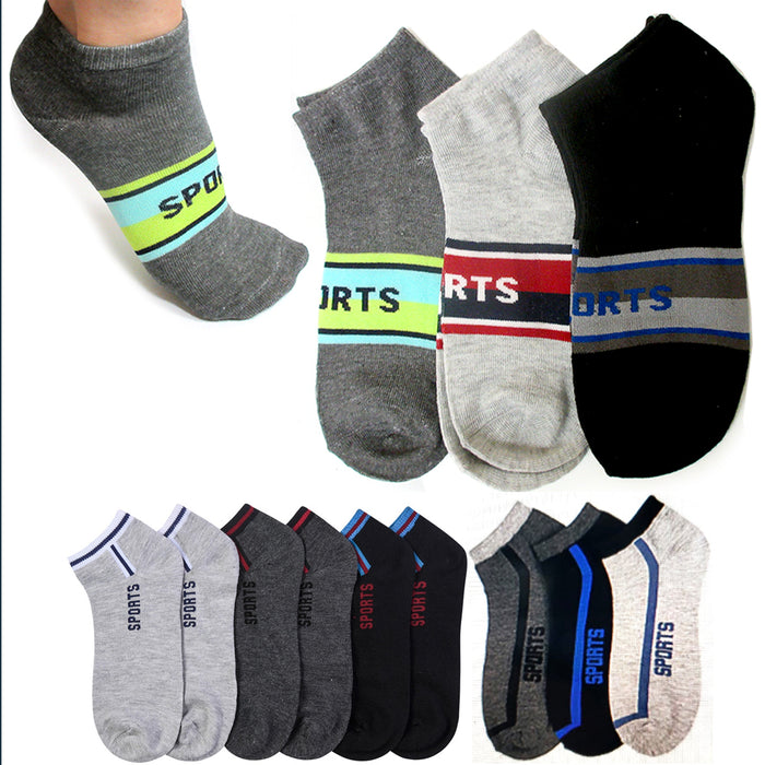 12 Pairs Sport Socks Ankle Quarter Crew Mens Stretchy Low Cut Size 9-11 Assorted
