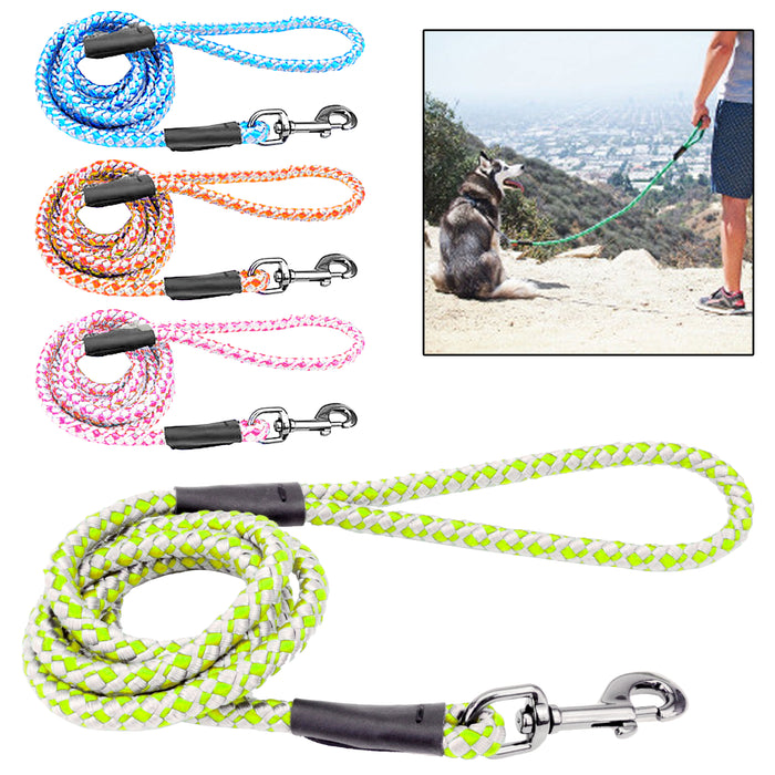 1 Pc Neon Heavy Duty Dog Leash Nylon Lead Braided Rope Training Walking Harness