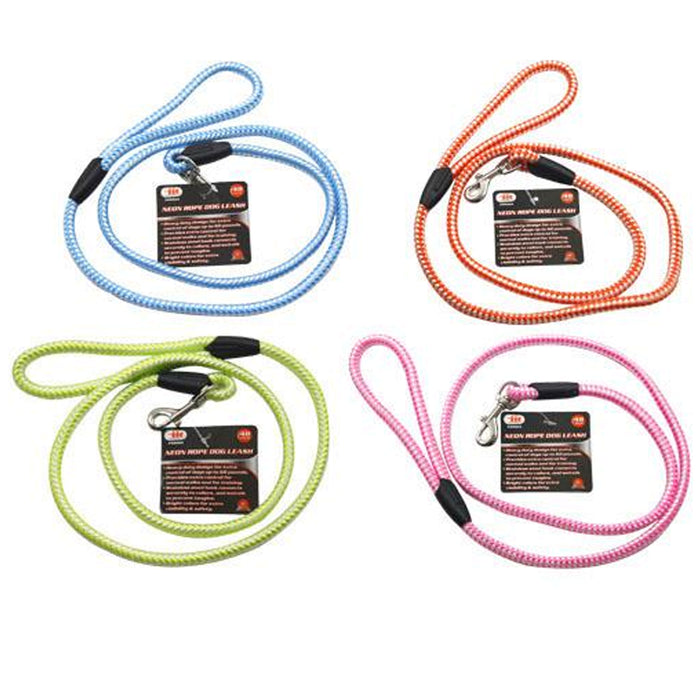 1 Pc Neon Heavy Duty Dog Leash Nylon Lead Braided Rope Training Walking Harness