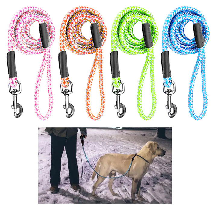 1 Pc Neon Heavy Duty Dog Leash Nylon Lead Braided Rope Training Walking Harness