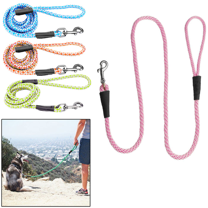 1 Pc Neon Heavy Duty Dog Leash Nylon Lead Braided Rope Training Walking Harness