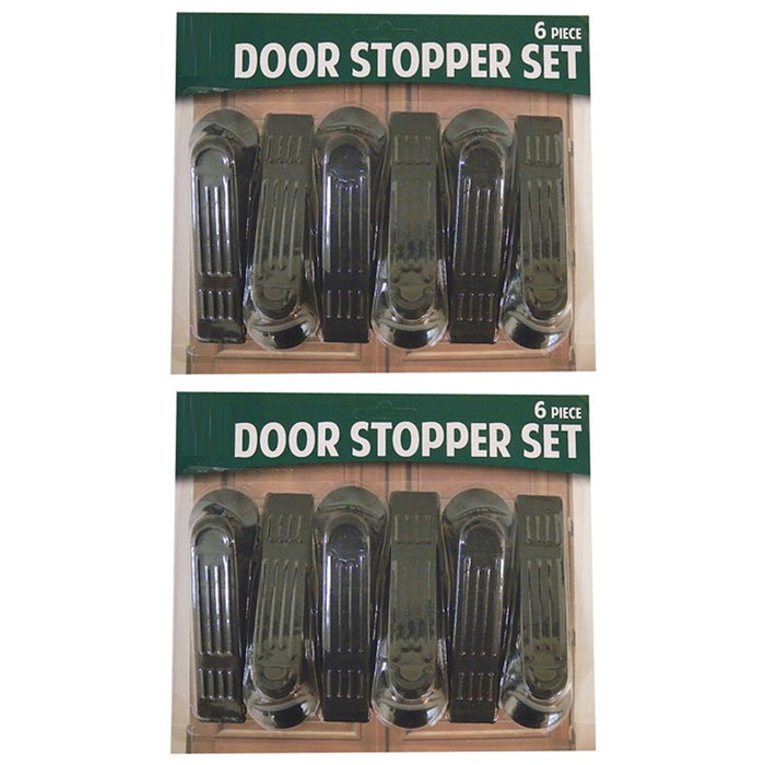 12 Pack Door Stop Wedges Black Plastic Stoppers Doorstop Nonslip Flexible Brown