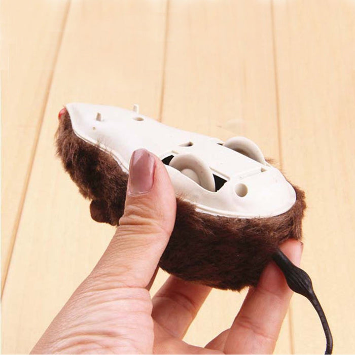 2X Cute Wind Up Running Mouse Rat Move Tail Pet Cat Kitten Prank Toys Joking Gag