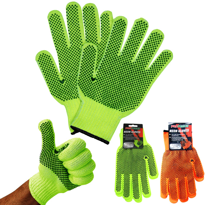 1 Pair Safety Work Gloves Black Dots Asst Grip Protection Gardening Construction