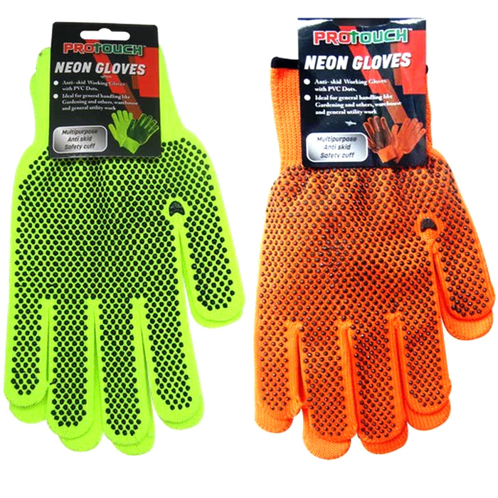 1 Pair Safety Work Gloves Black Dots Asst Grip Protection Gardening Construction
