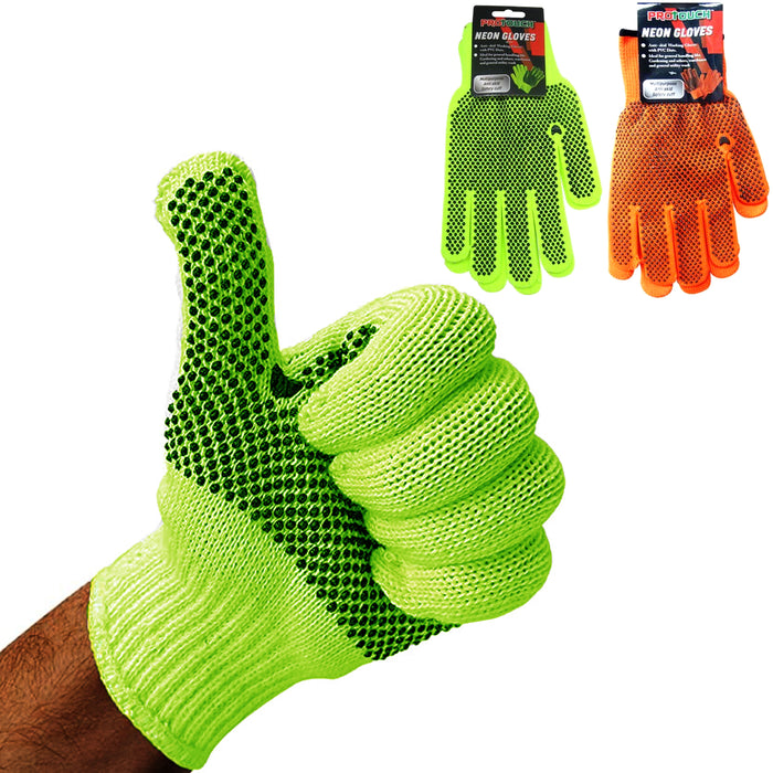 6 Pairs Knit Black Dotted Work Safety Gloves Grip PVC Construction Gardening