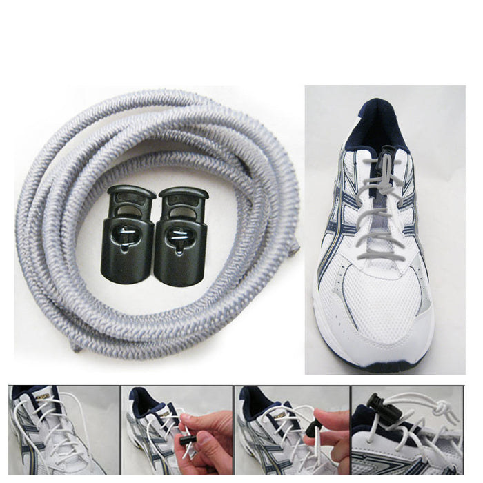 Elastic Shoe Laces Tie Fast Triathlon Marathon Running Run Shoelaces Relief Gray