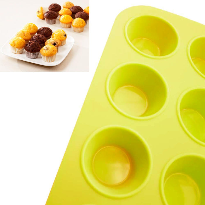 1 Mini Muffin Silicone 12 Cup Cavity Cookie Cupcake Bakeware Pan Soap Tray Mold