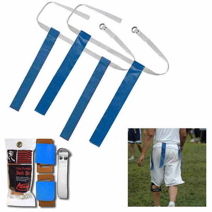 1 Flag Football Belt Set Adjustable Kids Adult Fun Game Belt Foot Ball Blue Kit