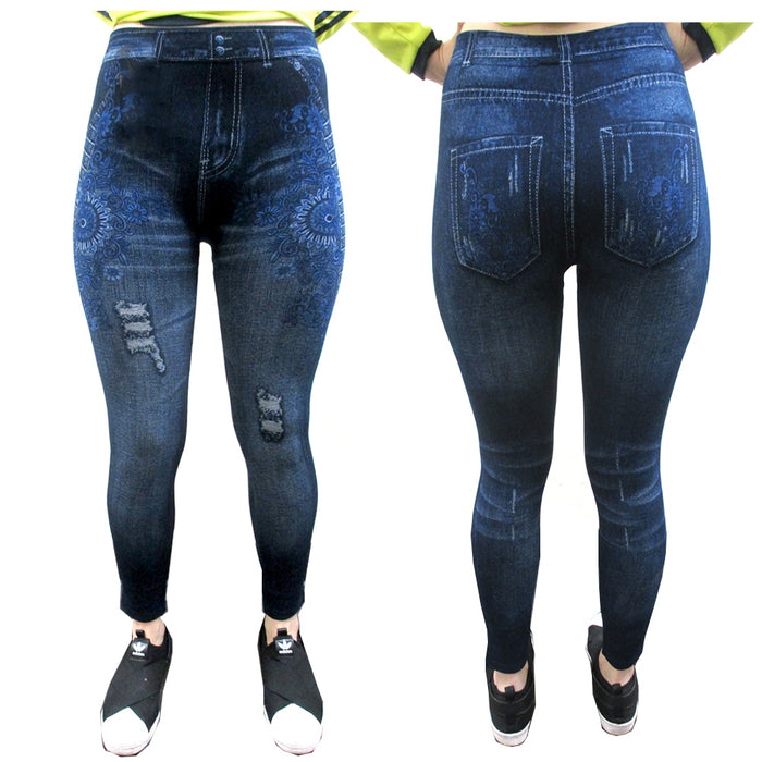 Womens Fashion Jeggings Jeans Print Leggings Pants Stretchy Skinny Slim One Size