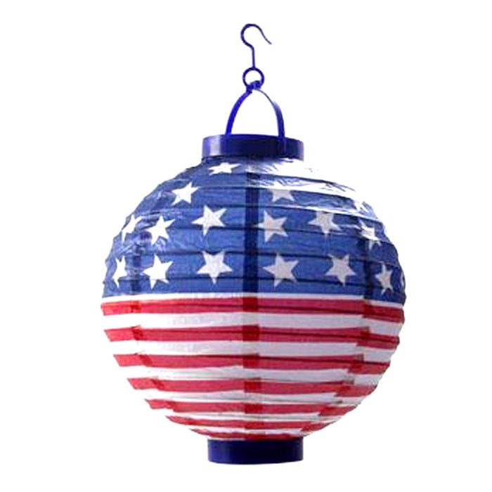8 USA Flag Lanterns American Yard Lights LED Round 4th July Party Decoration 8"