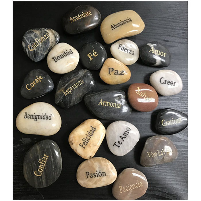 5 x Inspirational Stones Piedras Inspiracionales Natural Tumbled Engraved Words