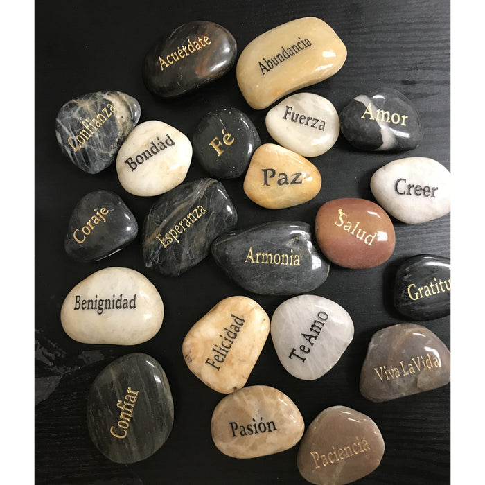 10pc Inspirational Stones Piedras Inspiracionales Natural Tumbled Engraved Words
