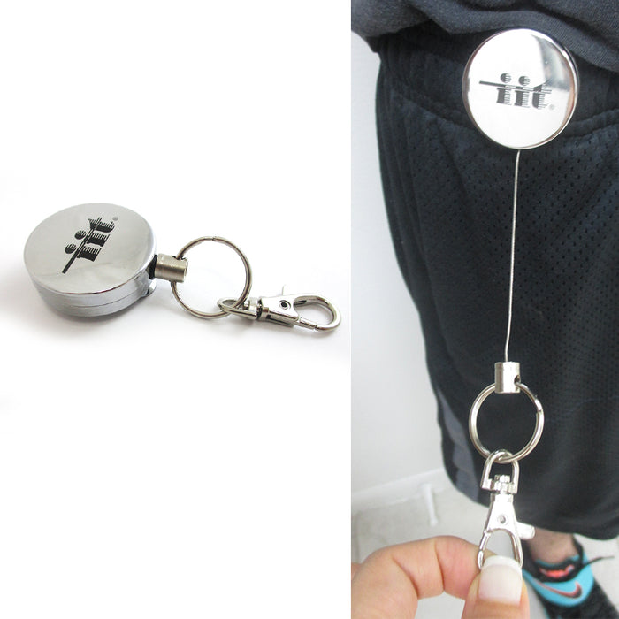 Steel Retractable Key Ring Clip On Pull Chain Id Holder Reel Belt Extends 26"