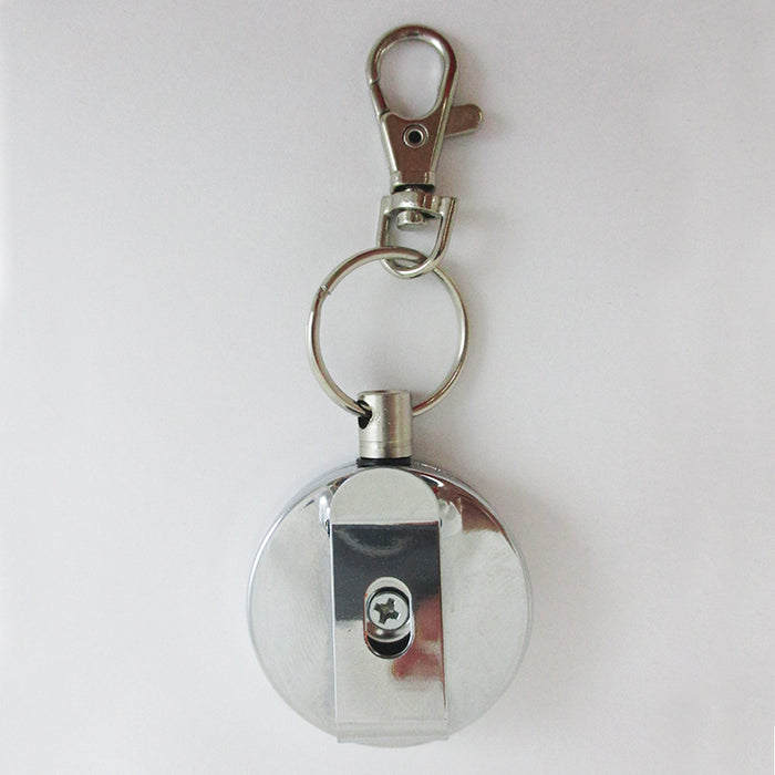 4 Steel Retractable Key Ring Clip On Pull Chain Id Holder Reel Belt Extends 26"