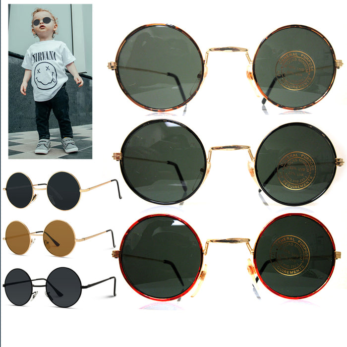 Kids John Lennon Sunglasses Boy Girl Toddler UV Metal Frame Classic Hippie Small