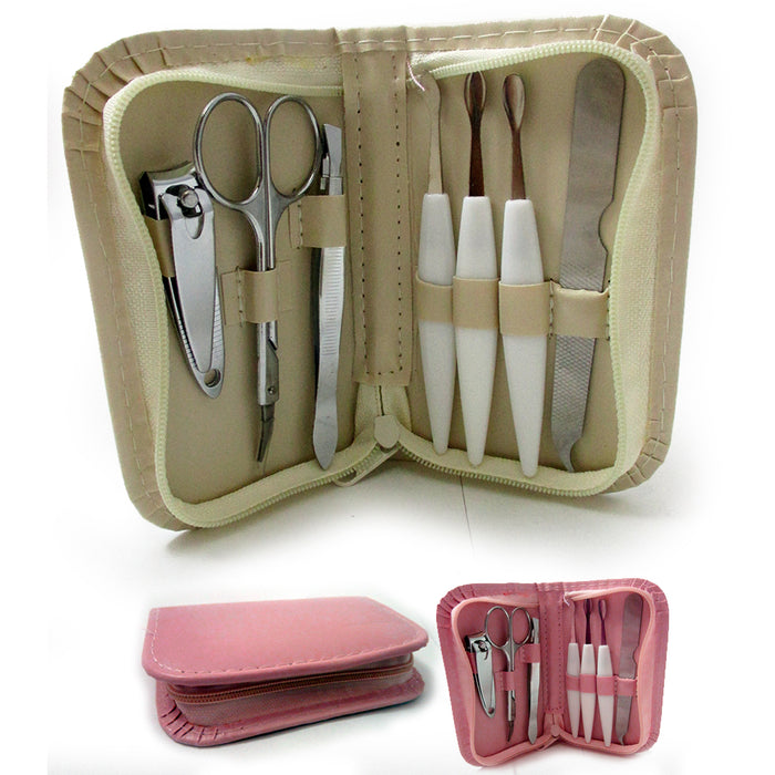New 7 Pc Pedicure Manicure Set Nail Clipper Cleaner Beauty Kit Case Tools Travel