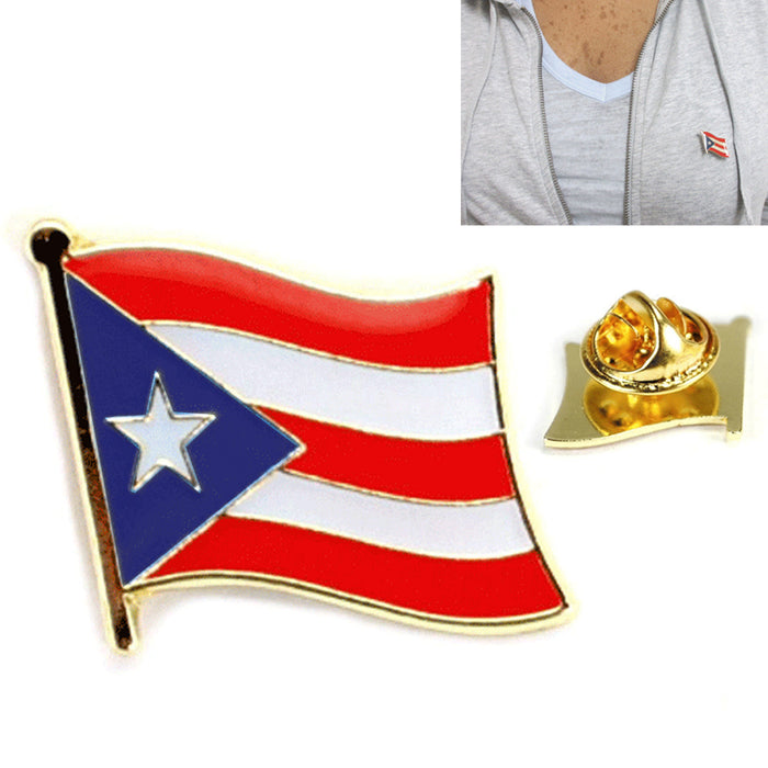 12X Puerto Rico Flag Lapel Pin Tie Tack Patriotic Badge Brooch Gold Pinback 0.5"