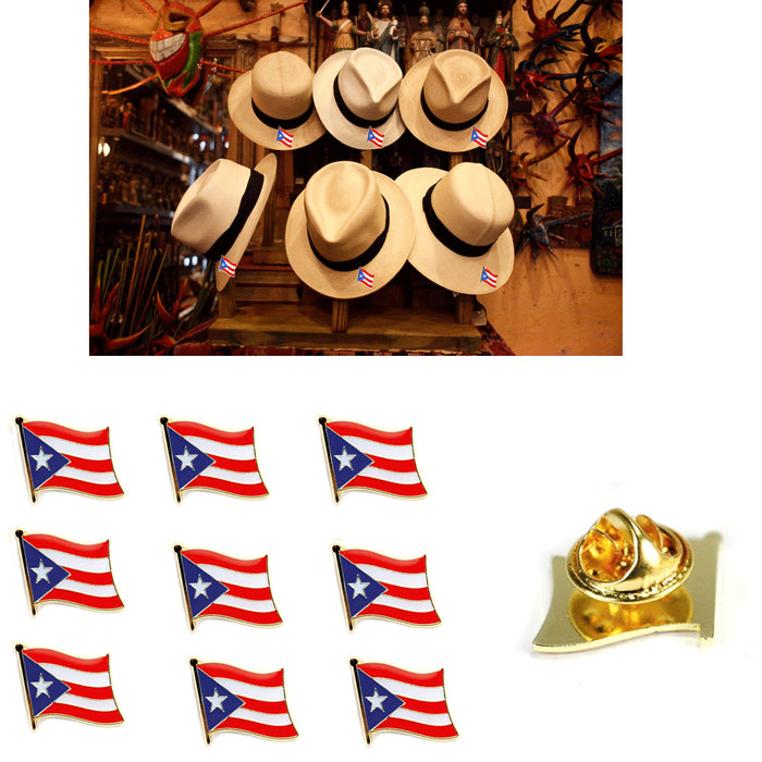 Lot Of 10 Puerto Rico Flag Lapel Pin 0.5" Puerto Rican Pinback Hat Cap Tie Badge