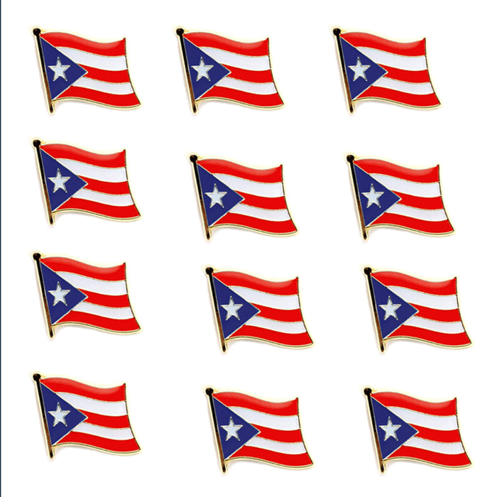 12X Puerto Rico Flag Lapel Pin Tie Tack Patriotic Badge Brooch Gold Pinback 0.5"