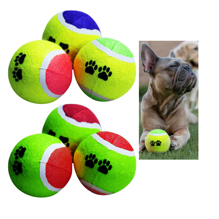 6 PCS Pet Tennis Balls Dog Puppy Fetch Set Catch Play Toy Thrower Cat Fun Bounce