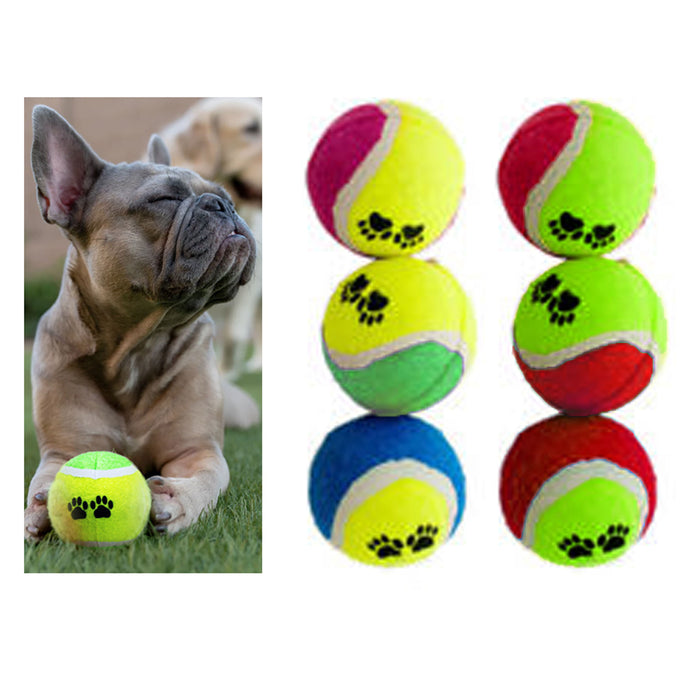 6 PCS Pet Tennis Balls Dog Puppy Fetch Set Catch Play Toy Thrower Cat Fun Bounce