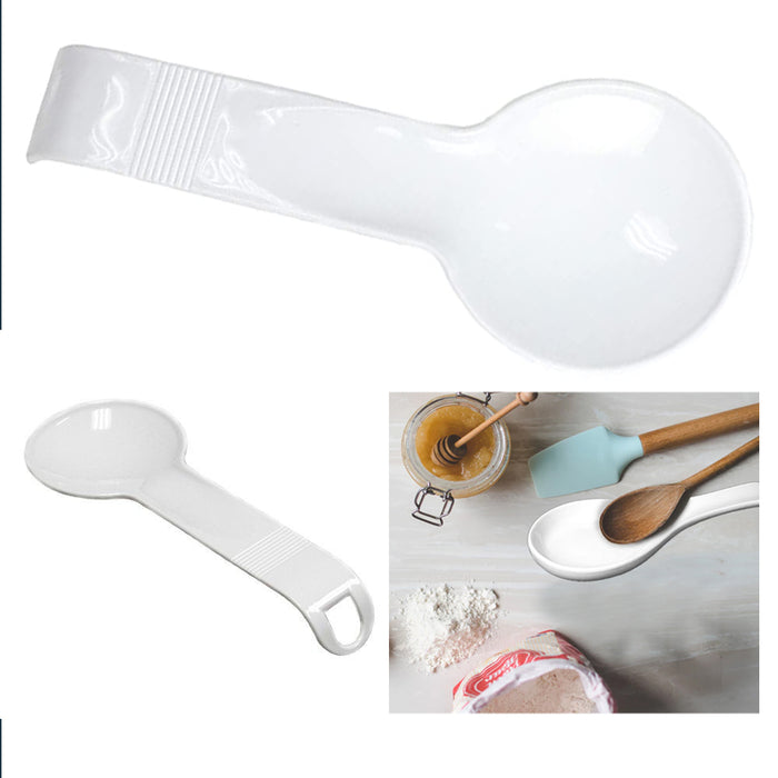 2 Spoon Rest Kitchen Utensils Home Decor Tools Spatula Holder Plastic White 12"
