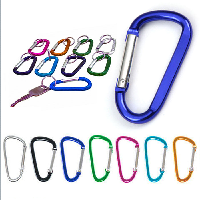 Unique Bargains Aluminum D Ring Carabiner with 3 Key Ring Green 1 Pc