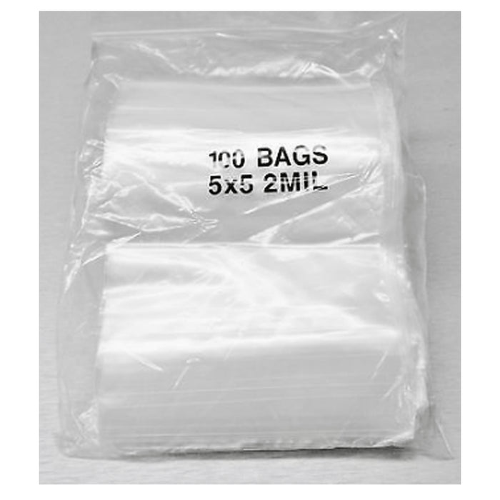 100 Pc Zip Baggies 5x5 2 Mil Lock Bags Mini Bags Clear Reclosable Seal Poly Lot