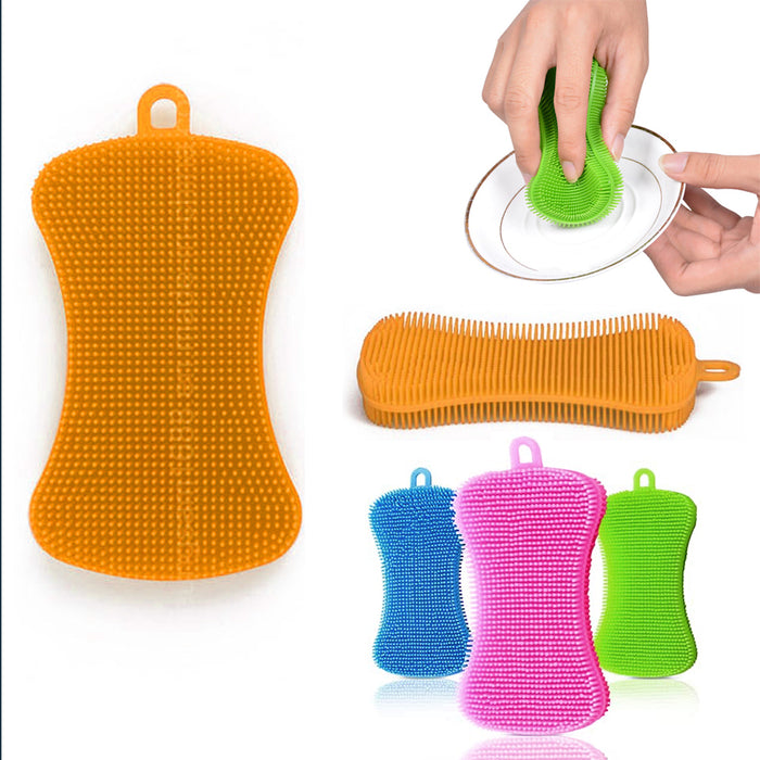4 Silicone Sponge Dish Washing Scrubber Smart Kitchen Gadgets Brush Sponge Clean