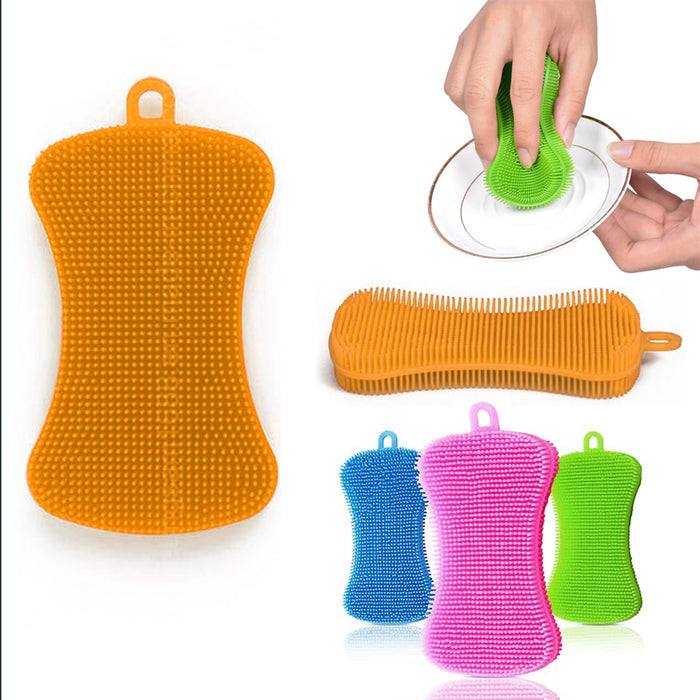 2 Silicone Sponge Dish Washing Scrubber Smart Kitchen Gadgets Brush Sponge Clean