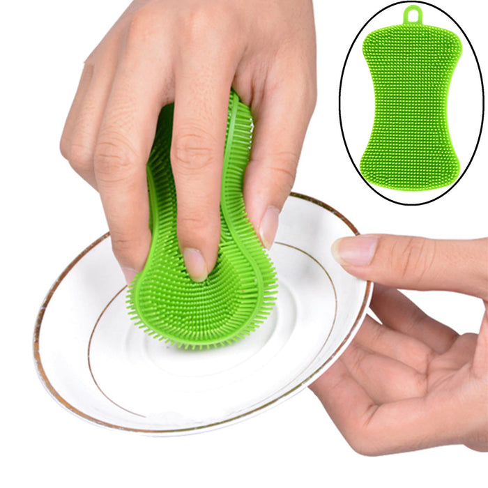 2 Silicone Dish Sponges Kitchen Utensils Brush Accessories Double Sided Scrubber