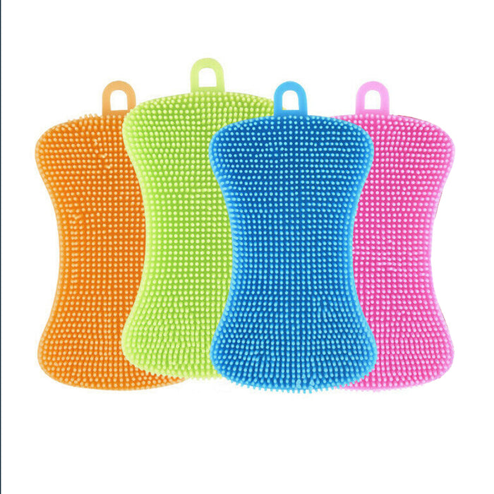 4 Silicone Sponge Dish Washing Scrubber Smart Kitchen Gadgets Brush Sponge Clean