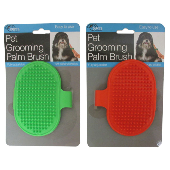 2 Dog Pet Grooming Brush Comb Hair Soft Scrubber Rubber Oval Strap Bath Handle