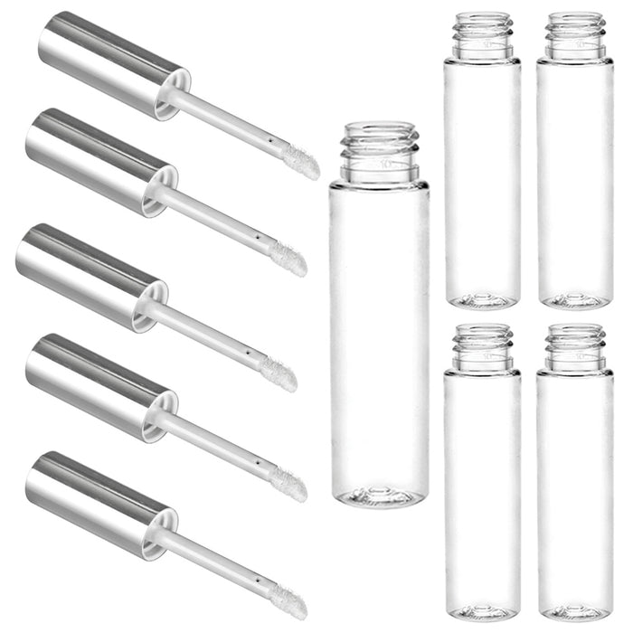 50Pcs Silver Lip Gloss Tube Lip Balm Bottle Empty Cosmetic Container Tube Travel