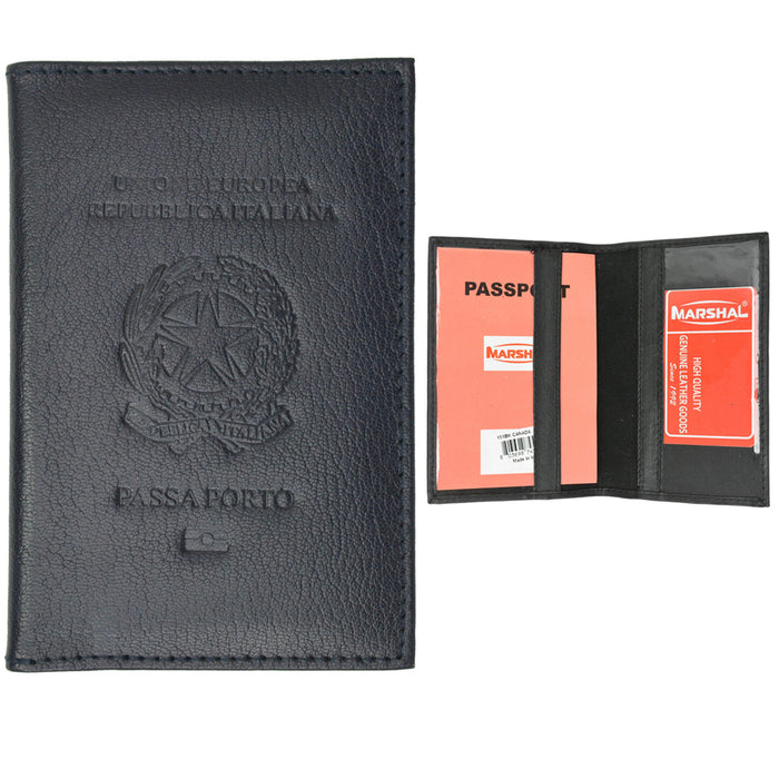 Italian Italy Genuine Leather Embossed Passport Cover Holder Protector Europe