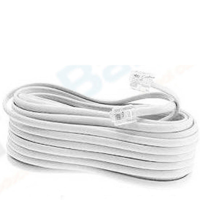 NEW 50 FT FOOT TELEPHONE PHONE EXTENSION CORD CABLE LINE WIRE WHITE RJ11 MODULAR