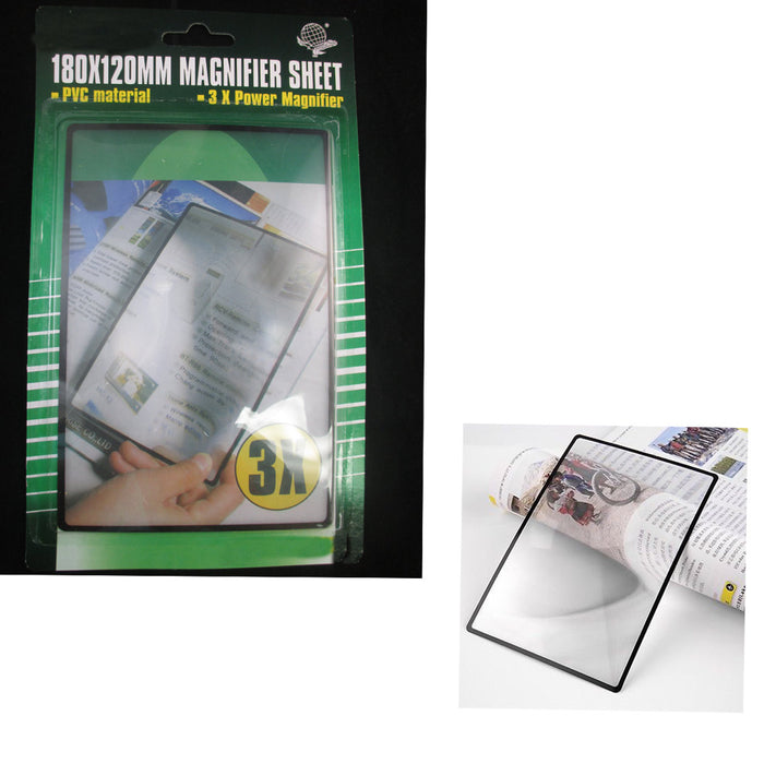 3pc Full Page Magnifying Sheet 3X Fresnel Lens 300% Magnification Reading Vision