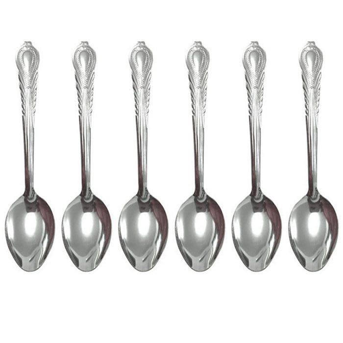 6 Pc Stainless Steel Dinner Spoons Flatware Set Silverware Cutlery Soup Utensil