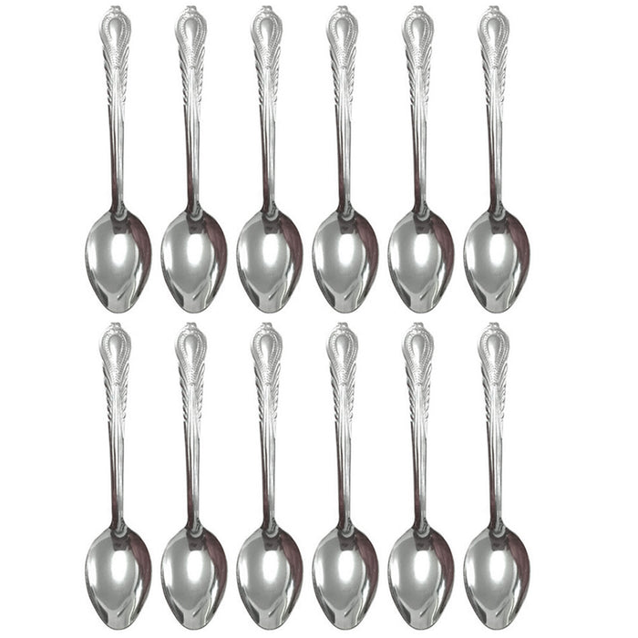 12 Pc Dinner Spoons Stainless Steel Silverware Cutlery Soup Utensil Flatware Set