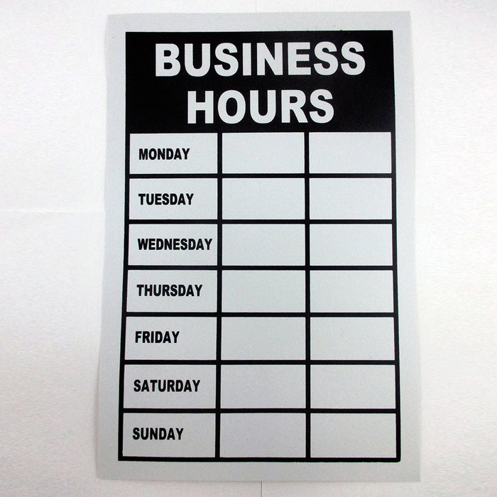 2 Business Hours Sign Monday Thru Friday Store Office Window Shop Write In Times